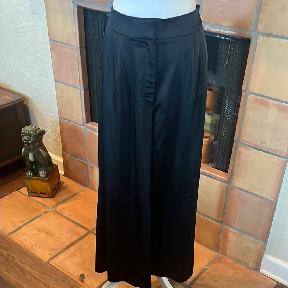EXPRESS Black High Waist Wide Leg Satin Pleated Pant, size 16S (SHORT)